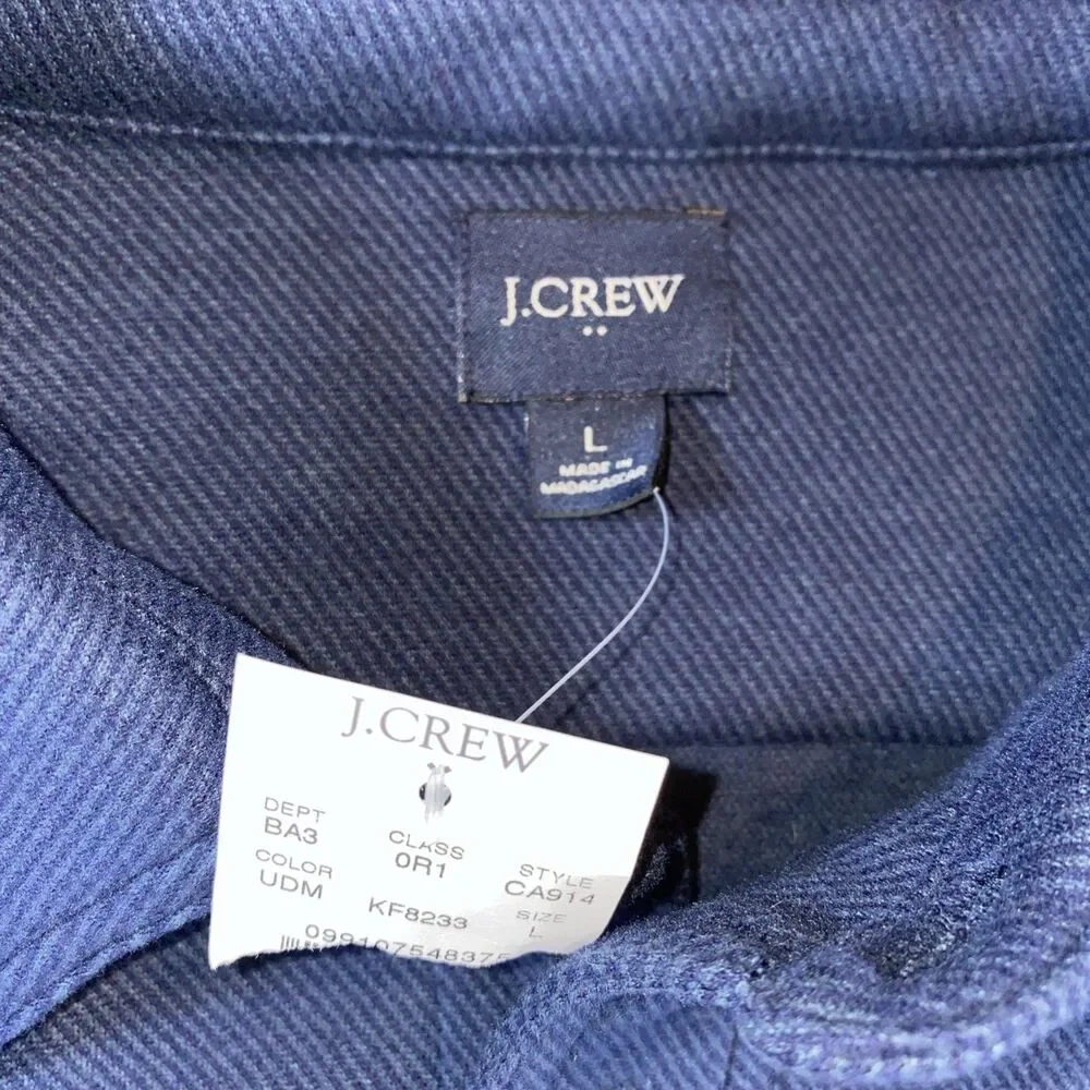 J. Crew Men's Double-Knit Work Shirt Jacket Navy Size L Workwear Utility NWT